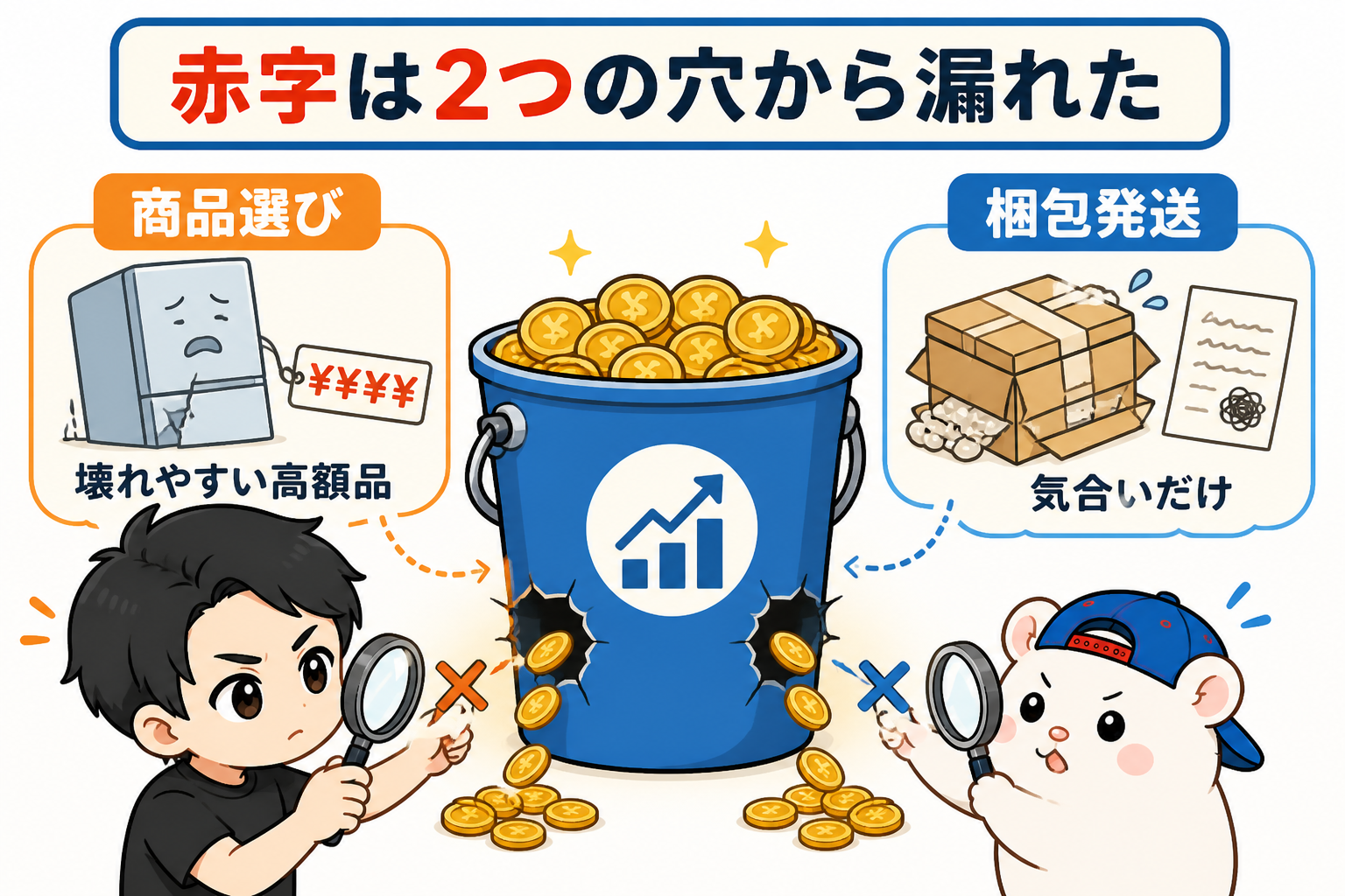 赤字の2つの穴