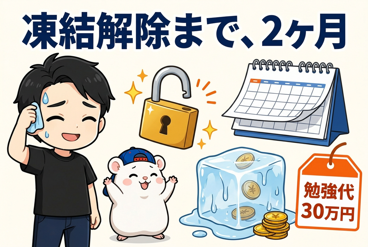 凍結解除まで2ヶ月・勉強代30万円