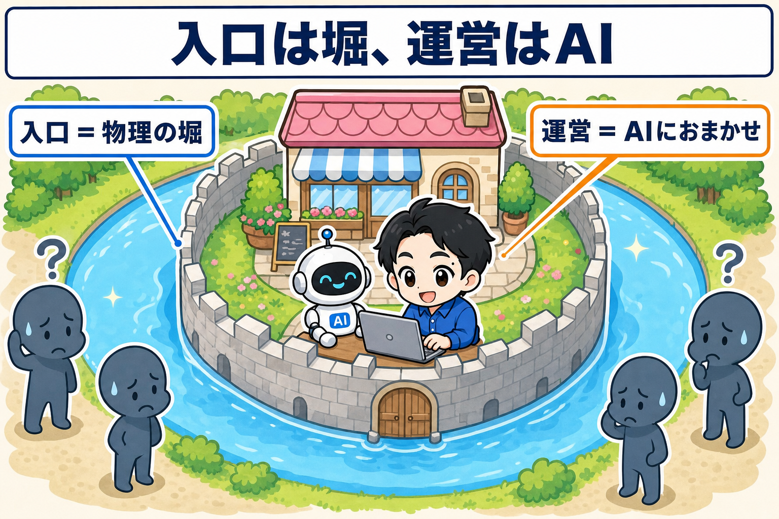 入口は物理の堀、運営はAIレバレッジ