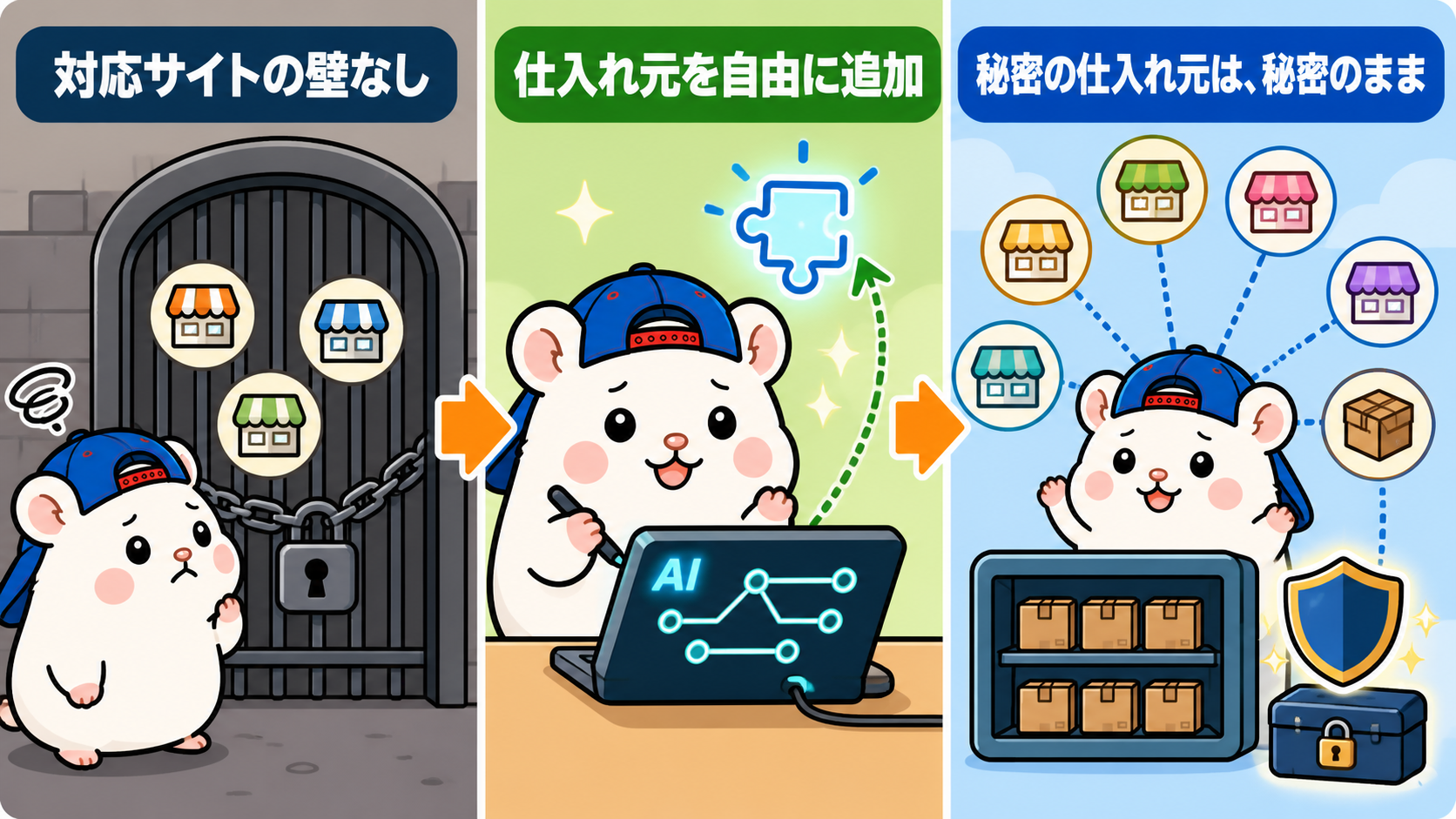 仕入れ元を自由に追加し、秘密を守れる自作ツール