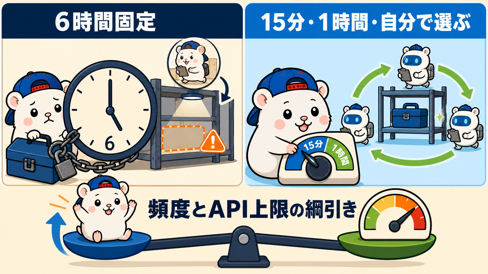 固定巡回と自分で選べる巡回頻度の比較