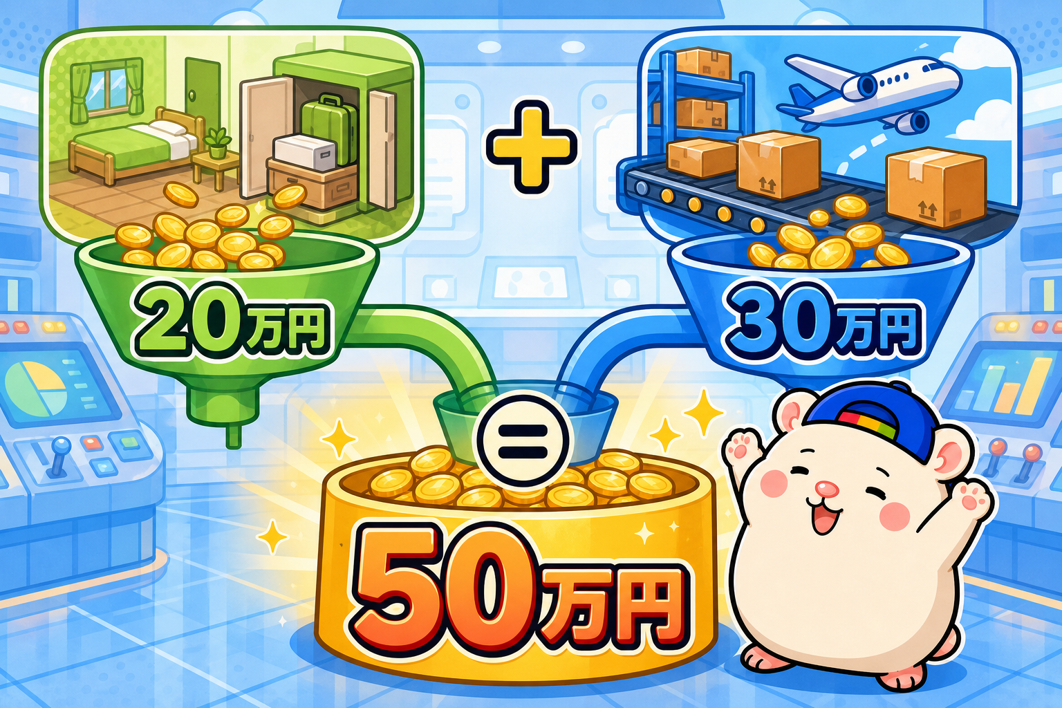 レンタルスペース20万円とeBay30万円が月50万円になる図