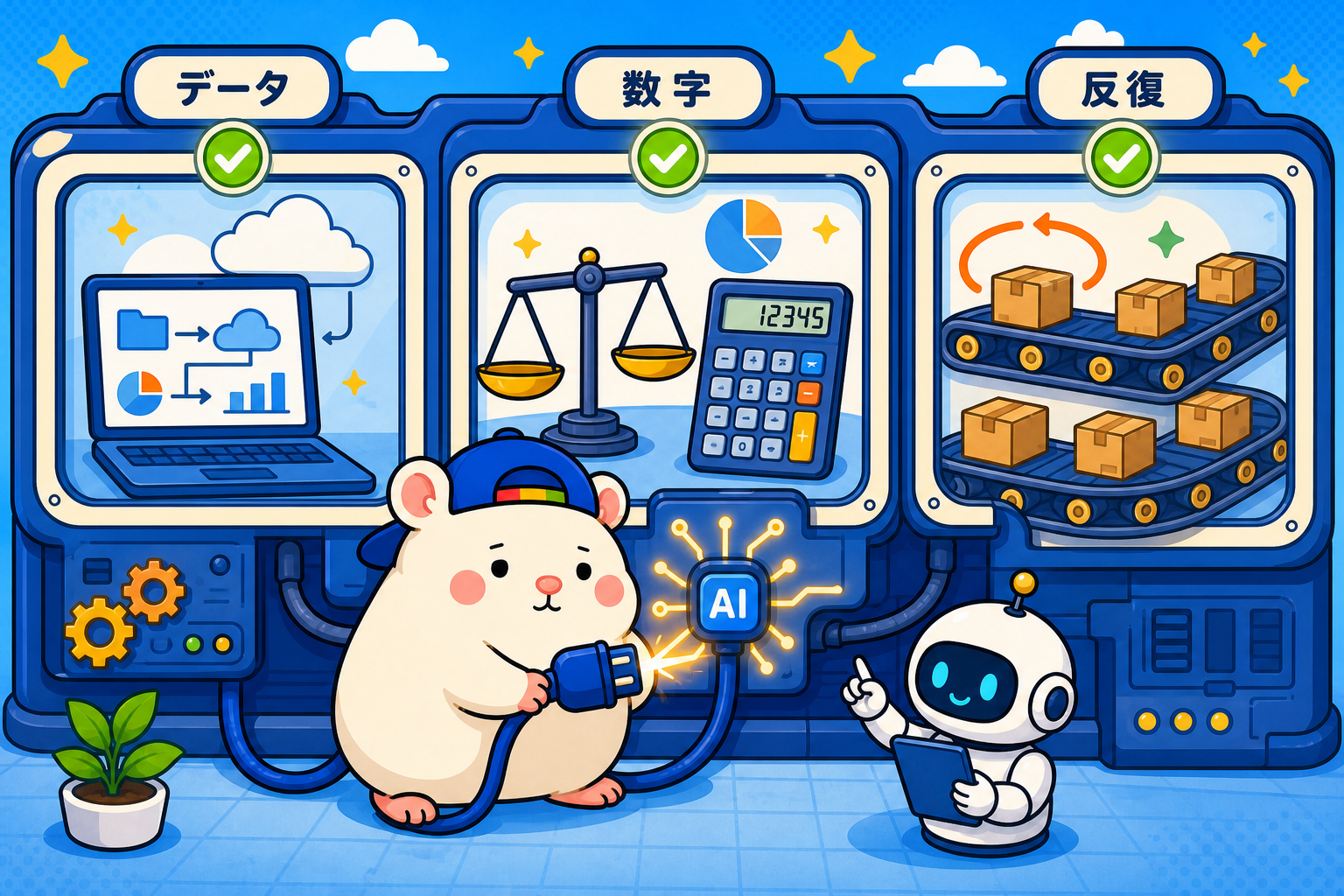 データ、数字、反復の3条件を確認するチャム