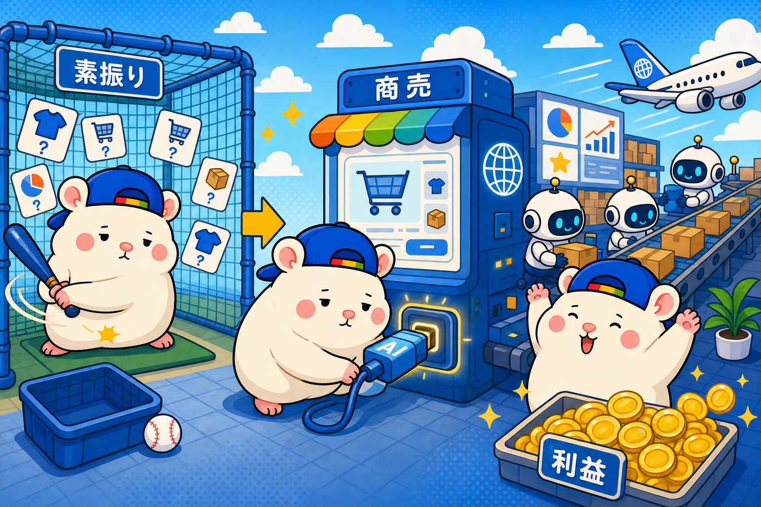 AIの素振りを終え、商売につないで利益を得るチャム