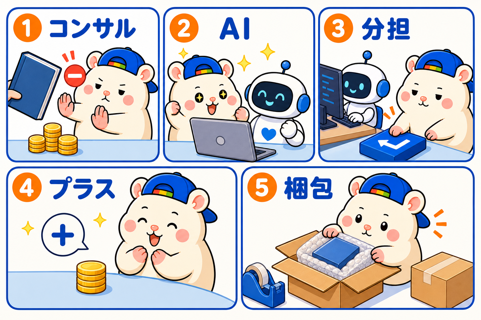 コンサル・AI・分担・プラス・梱包の5つの助言