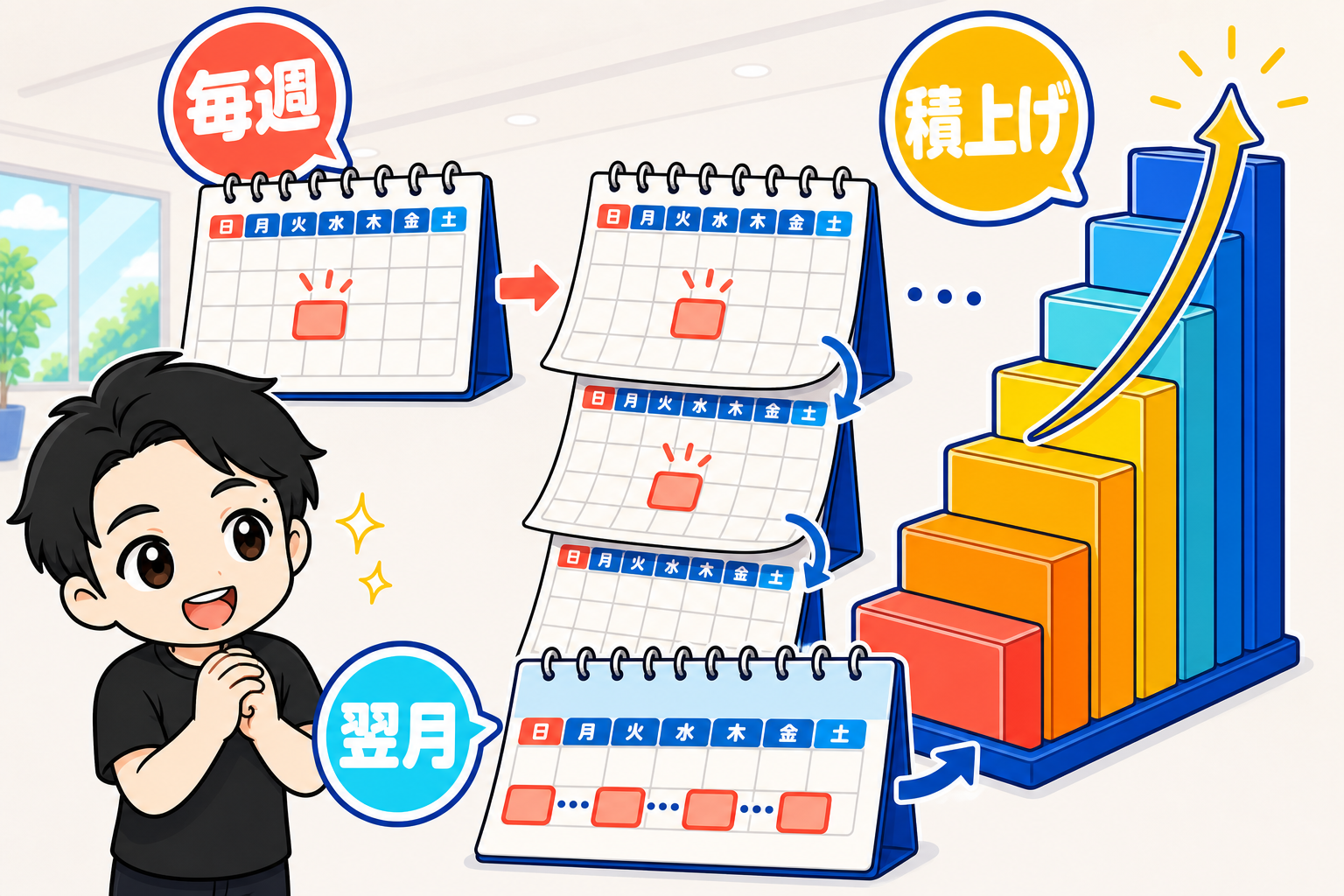 毎週の予約が翌月へ積み上がる収益モデル