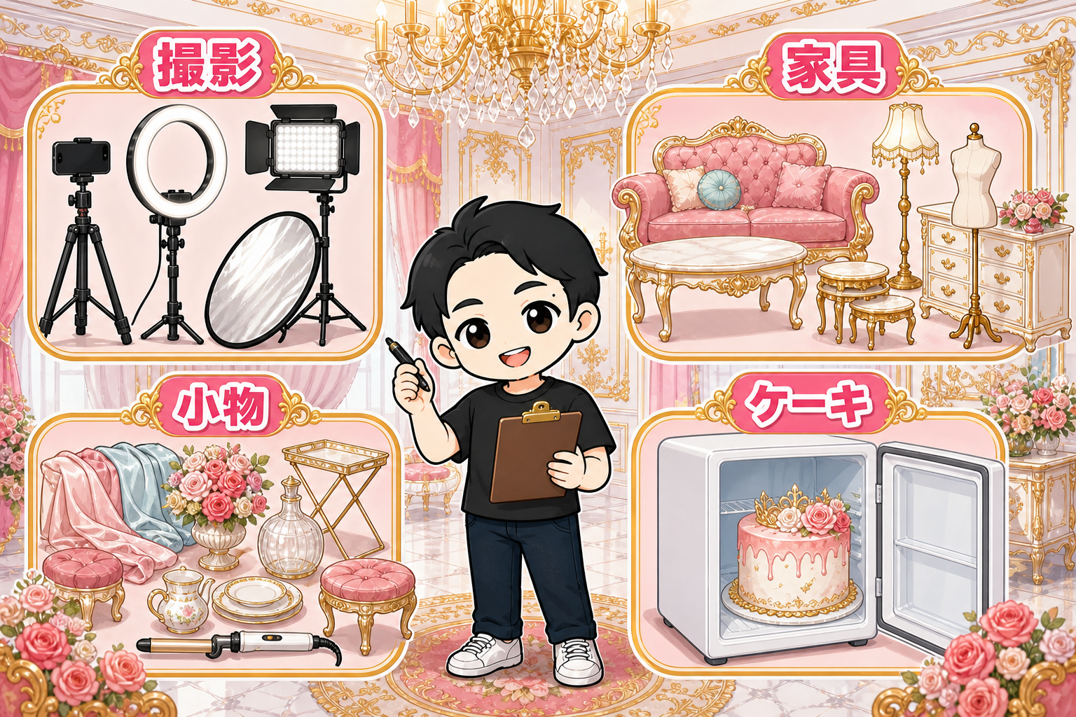 撮影・家具・小物・ケーキの備品チェック