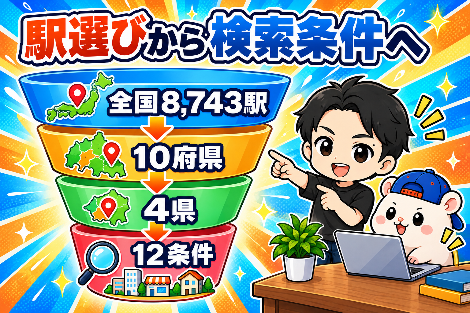 全国8,743駅から10府県、4県、12条件へ絞る流れ