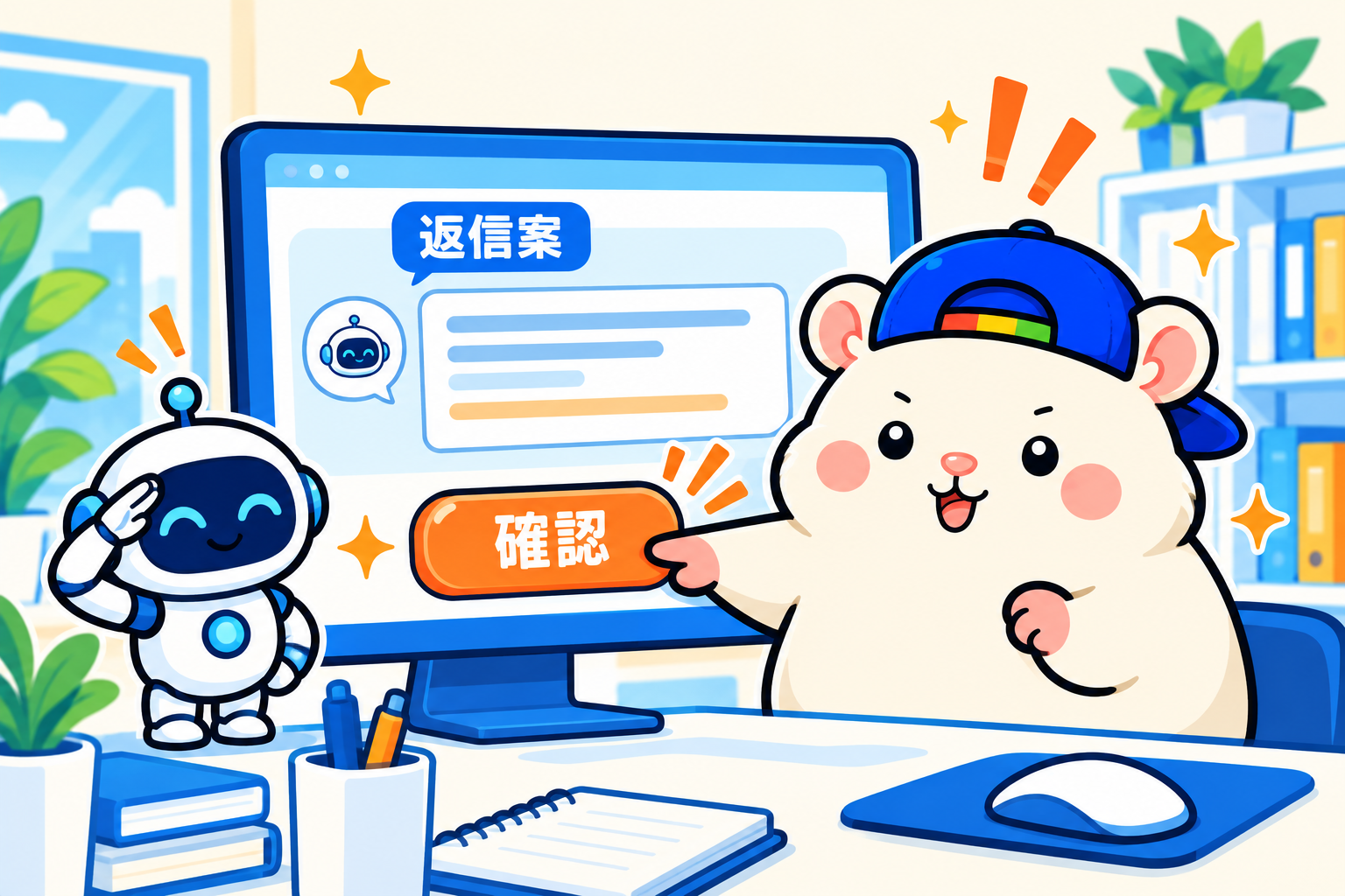 返信案を確認して送信するチャム