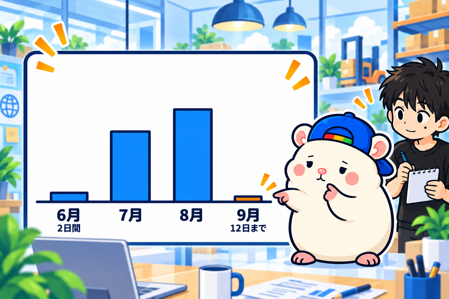 最終利益の推移のイメージ。6月は2日間、9月は12日まで。正確な金額は本文の表を参照