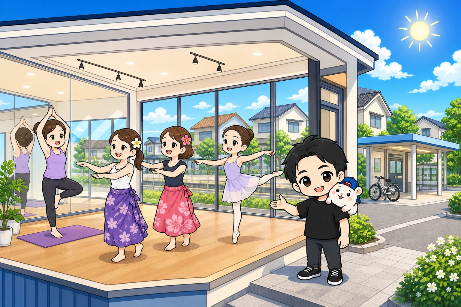 平日の昼に、住宅街の駅のスタジオを使う人たち