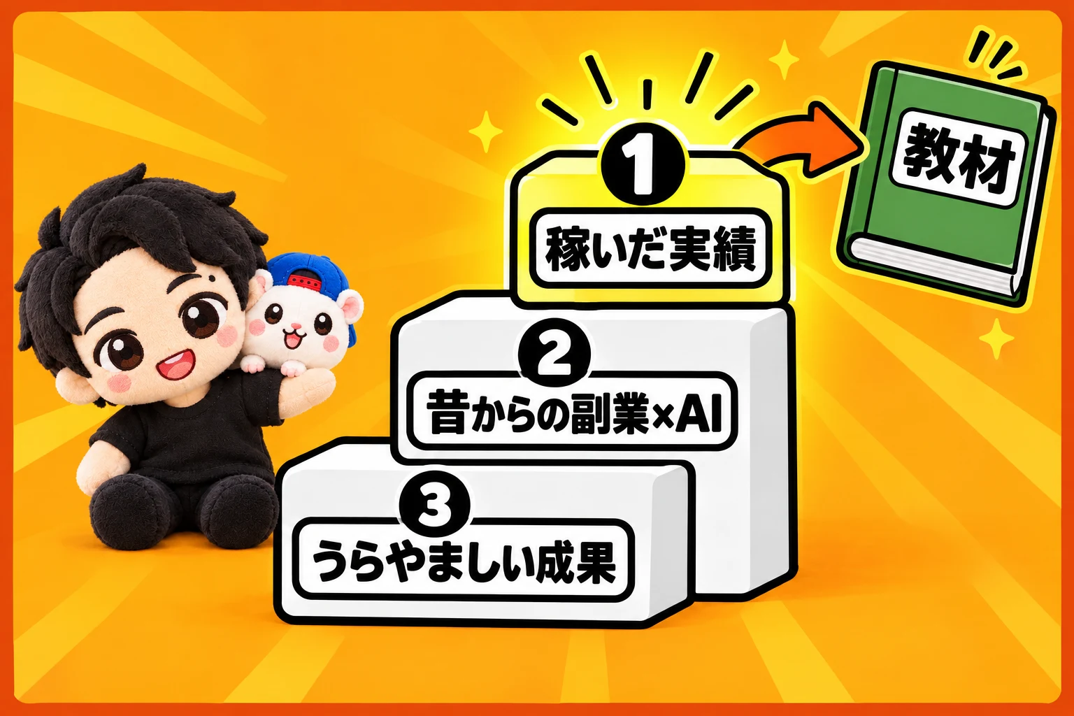 選ぶ順番は3つ。うらやましい成果→昔からの副業×AI→稼いだ実績→教材
