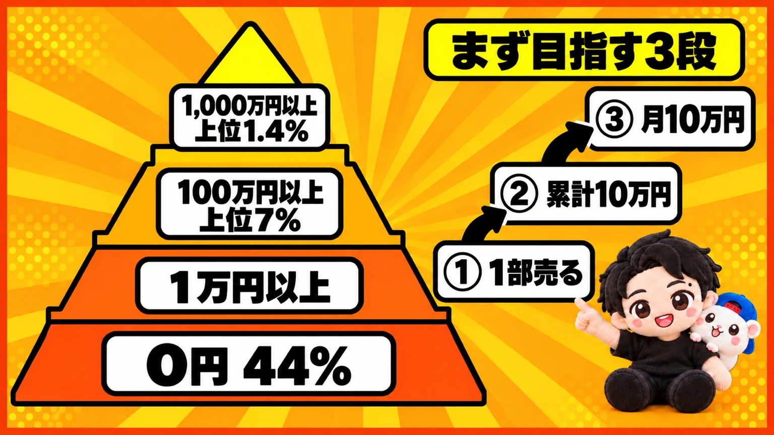 コンテンツ販売のピラミッドと、まず目指す3段