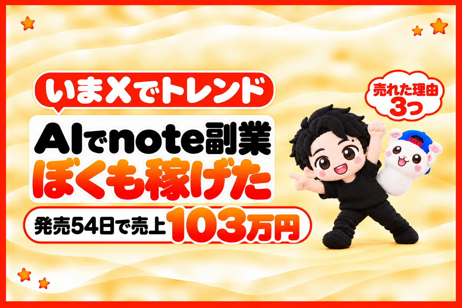 AIでnote副業、ぼくも稼げた。54日で売上103万円