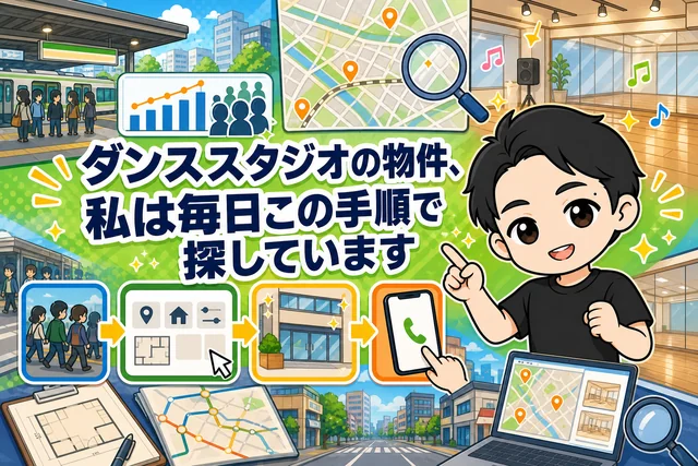 ダンススタジオの物件、私は毎日この手順で探しています