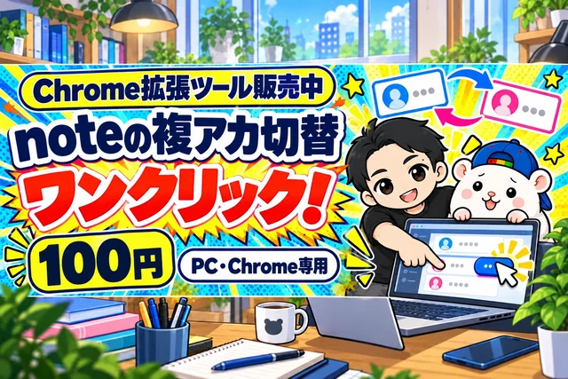 【PCのnote複アカ専用】ログアウトせずに、ワンクリックでアカウント切替