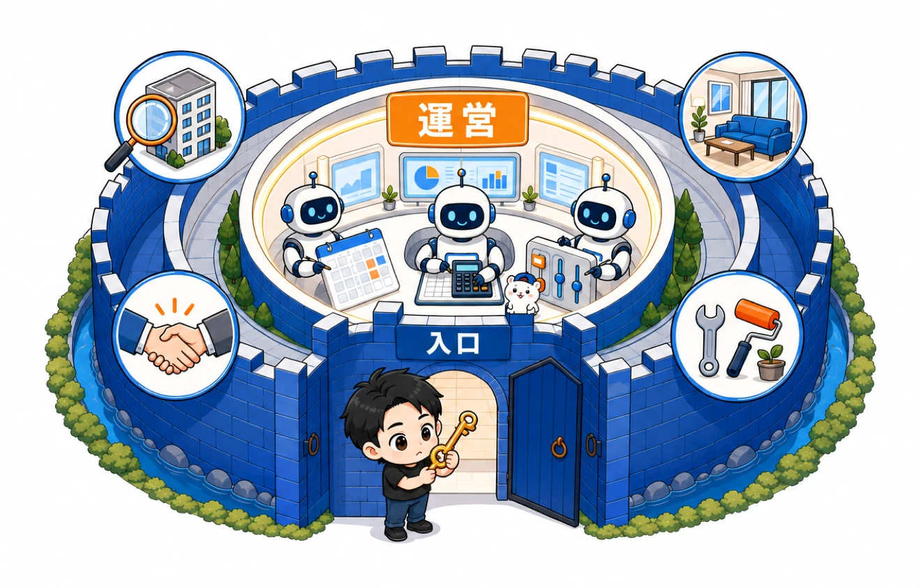 障壁の内側でAIが働く二層図
